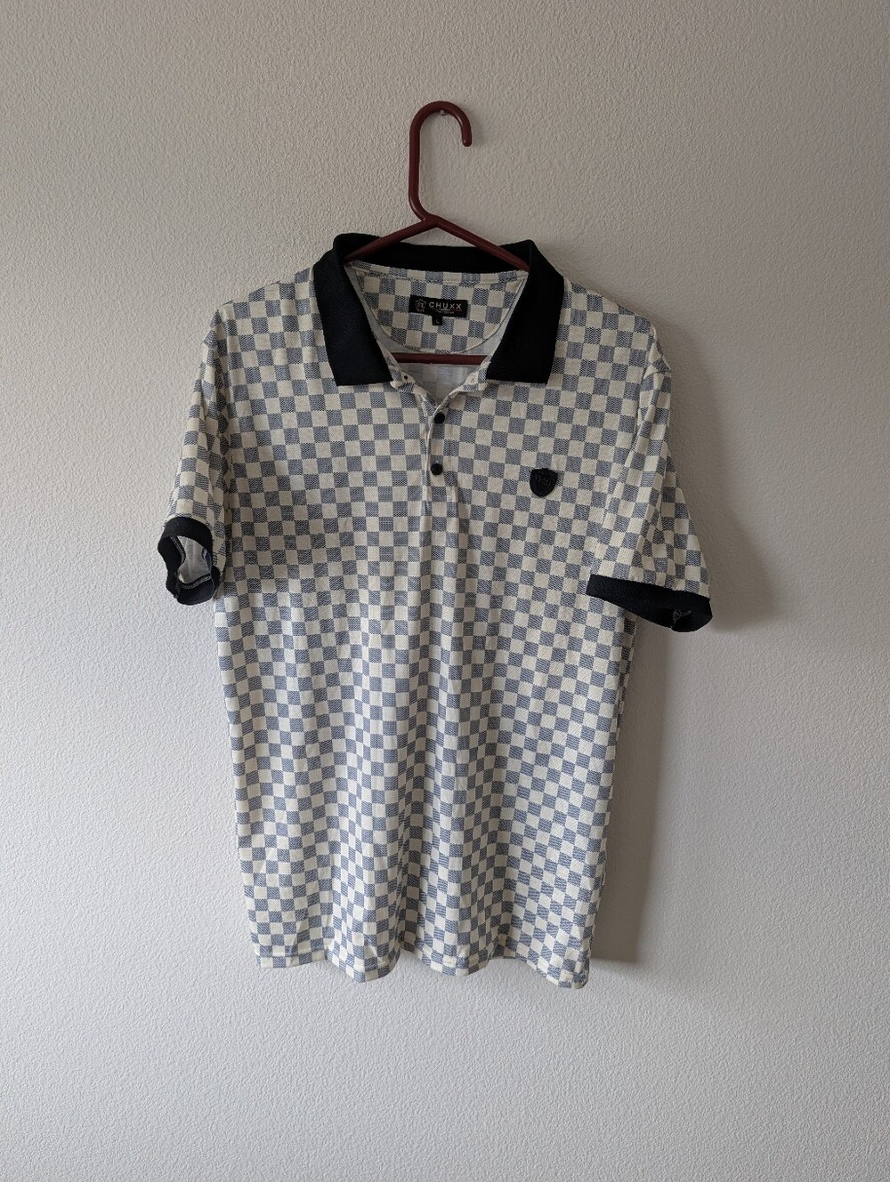 Chuxx Checkerboard Short Sleeve Polo Shirt - SZ L